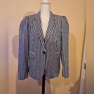 Who What Wear Gingham Blazer in Black and White